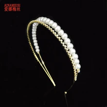 Ainamaisi модные жемчужные свадебные диадемы и короны для женщин и девушек, стразы, повязка на голову, принцесса, свадебные украшения для волос, подарок