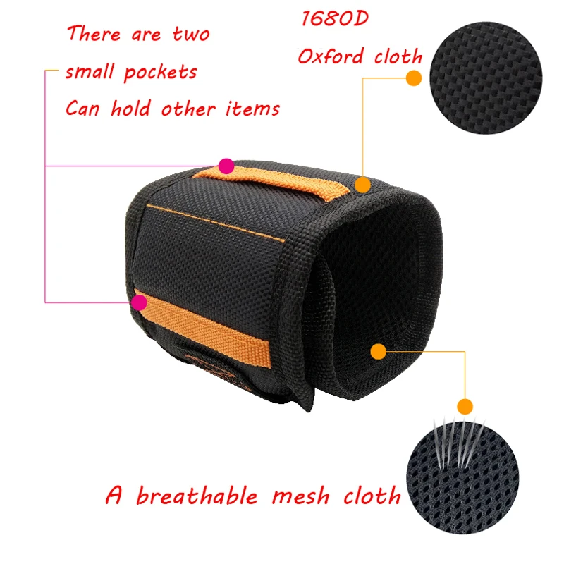 

Geoeon Multi-function Magnetic Wristband Oxford Cloth Portable Tool Bag Wrist Tool for fixing Drill Nail Screw D35
