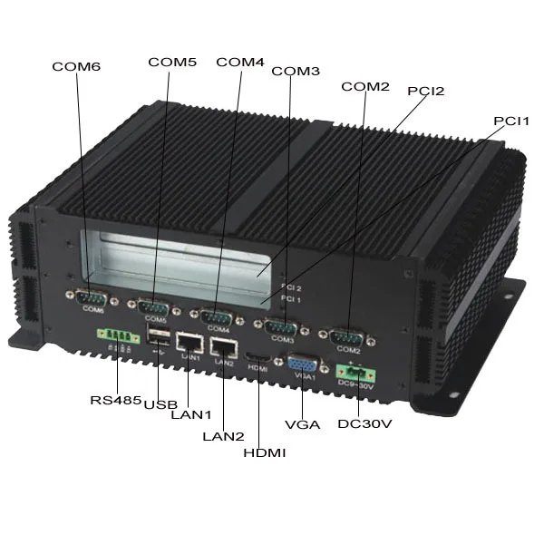 LVDS Mini Itx безвентиляторная коробка ПК intel P8600 процессор двойная LAN 6 * RS232 COM порт