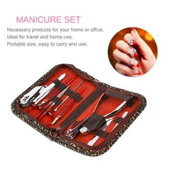 

10pcs/set Portable Stainless Steel Manicure Set Salon Nail Clippers Cleaner Nail Art Care Tool Sets With Carry Case