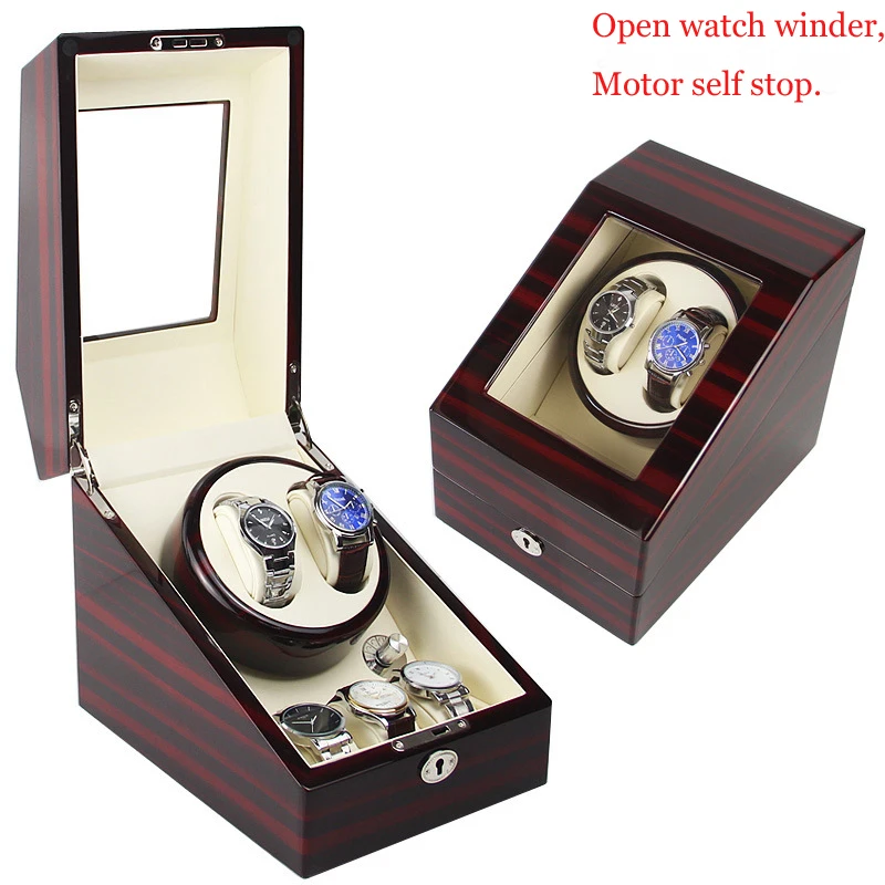 LISM Высокое качество часы Winder Открытый Мотор стоп Роскошные автоматические часы дисплей коробка Winders 2-3,4-0,4-6 деревянная кожа коробка Winder