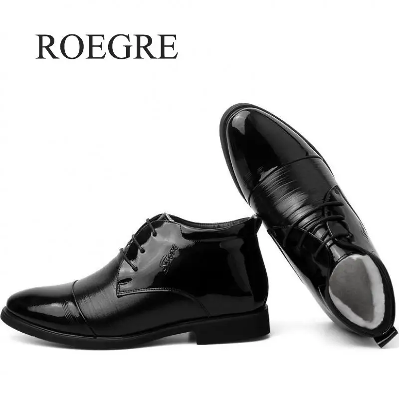 

2019 New Men Leather Business Shoes Autumn&winter Dress Black Formal Boots Men Waterproof Shoes Short Plush Work Men Boots