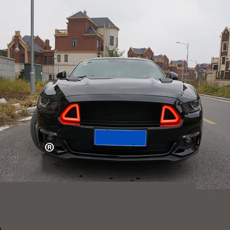 

Carbin Fibre Front Racing Grills With LED Cover With Turning Light For Ford Mustang RTR 2015 16 2017 ADB006