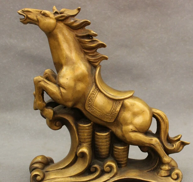 

JP S0606 8" Chinese Bronze Copper FengShui Year Zodiac Tang Up Horse Statue Figurine Discount 35%