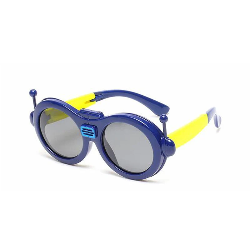 Новые складные детские солнцезащитные очки для мальчиков очки детские овальные дизайнерские силиконовые солнцезащитные очки Polaroid - Цвет линз: blue frame yellow
