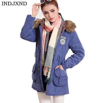 

New Winter Military Coats Women Cotton Wadded Hooded Jacket Medium-long Casual Parka Thickness Plus Size XXXL Quilt Snow Outwear