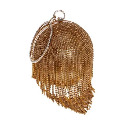GLOIG модные стразы с кисточками женские вечерние сумки круглые Кристальные бриллианты цепи сумки на плечо металлический клатч для вечеринок - Цвет: YM8101champang