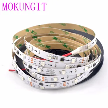 

Mokungit 100M WS2811 30LEDs/M Magic Dream Color 5050 RGB Addressable LED Flexible Strip Light 12V IP30 Non-Waterproof black PCB