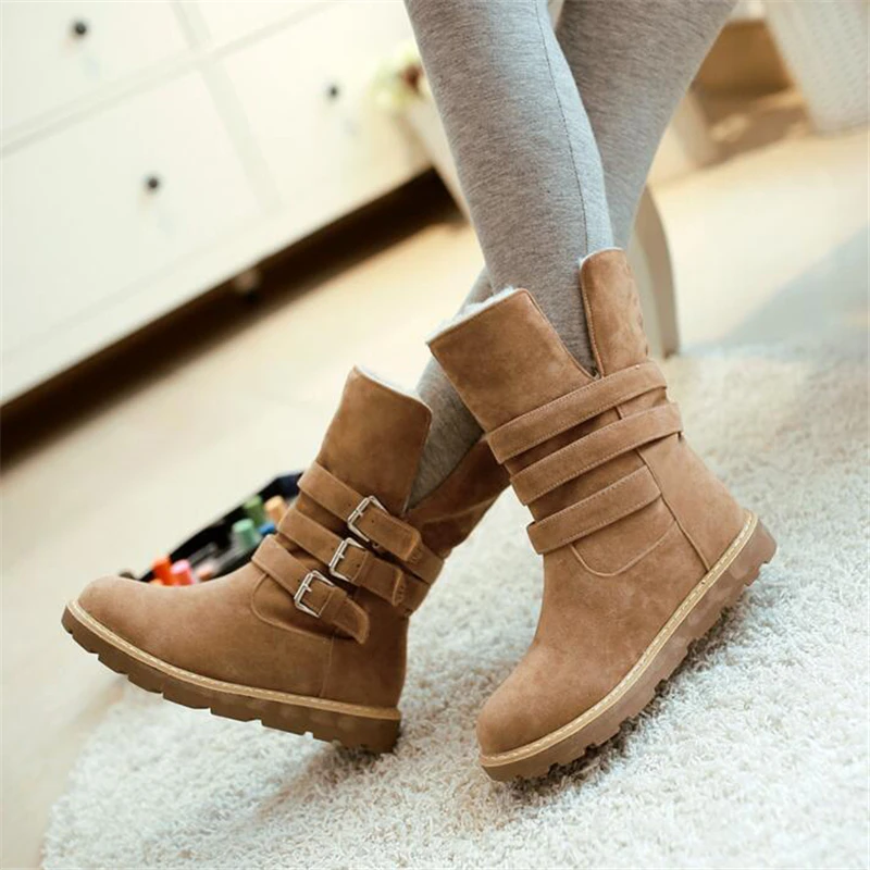 COVOYYAR/зимние женские ботинки г., двухносные теплые зимние ботинки из флока на меху модные удобные пряжки для женской обуви на платформе WBS617 - Цвет: Цвет: желтый