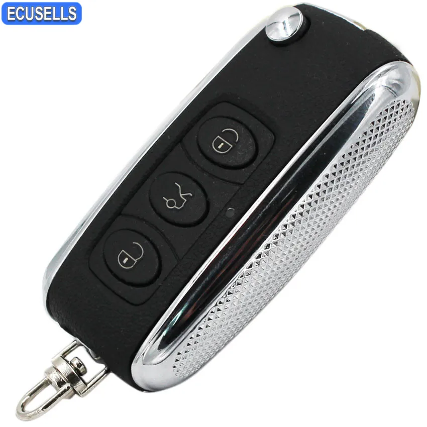 

For Bentley Style Silver Side Modified 3 Button Folding Flip Remote Key Shell Case Smart Car Key Housing for Volkswagen V-W B5