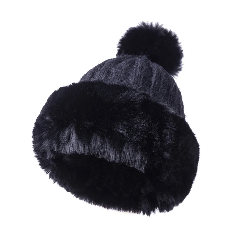 النساء الفراء قبعة الشتاء محبوك الدافئة قبعة توبوجان سميكة رقيق التزلج كاب 55-60 سنتيمتر TT @ 88