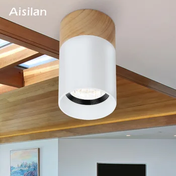 

AisilaWooden LED ceiling light Aluminum oak Nordic down light surface mounted for living room bedroom corridor kitchen AC85-260V
