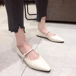 Женская обувь на плоской подошве, новинка 2019 года, с острым носком, из лакированной кожи, осенняя женская обувь на плоской подошве, без