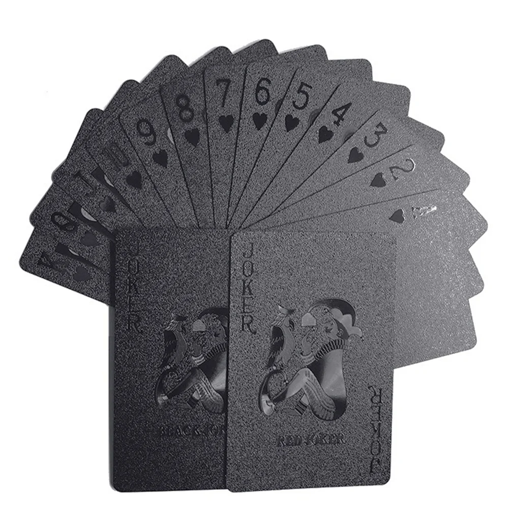 Горячие прочные черные матовые пластиковые покерные карты PET Водонепроницаемые Плавающие дождевые Черные Серые игральные карты для настольных игр