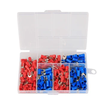 

190Pcs Crimp Terminal Spade Fork Connector Kit Wire Copper Crimp Connector Insulated Cord Pin End Terminal Assorted kit