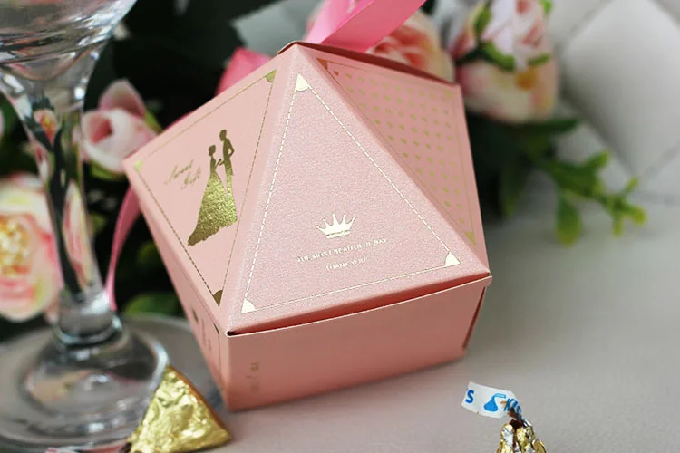 DIY 50 шт четыре color10x7x8cm алмаз коробка конфет ромбовидные конфеты подарочная коробка в европейском стиле свадебный подарок коробка, коробка с