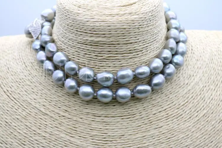 

Free shipping hot sale Women Bridal Wedding Jewelry >>long natural south seas gray pearl necklace32inch
