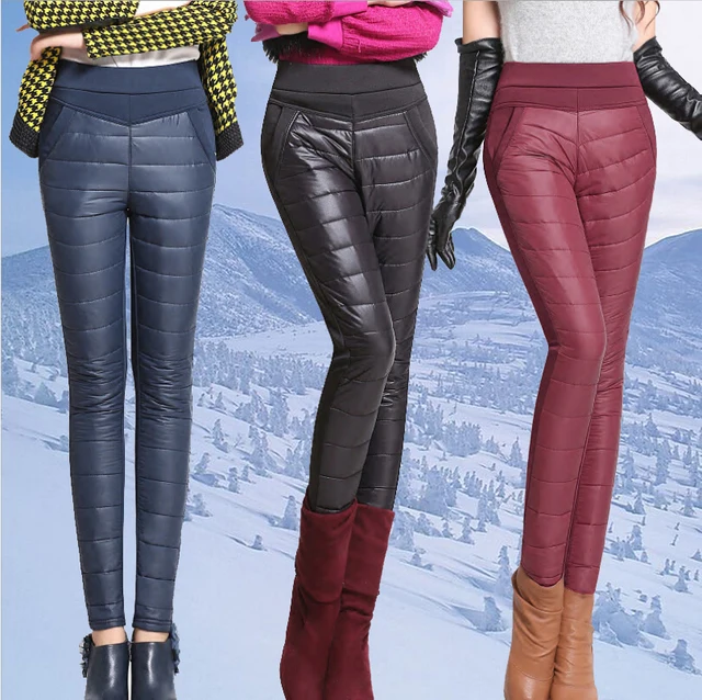 New 2016 Winter Women Pants Fashion Stitching Slim Warm Windproof Down ...