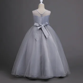 

Party Mesh Dress Girl Children Princess Ball Gown Dress Wedding Flower Solid Long Dresses Yarn Sleeveless Clothes