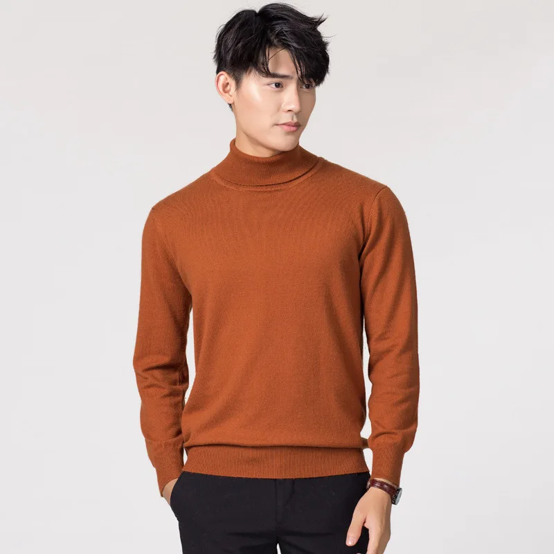 

2019 New Arrival Turtleneck Men Sweaters Pullovers Autumn Winter Thicken Solid Color knitted Sweater Plus Size Slim Sweater