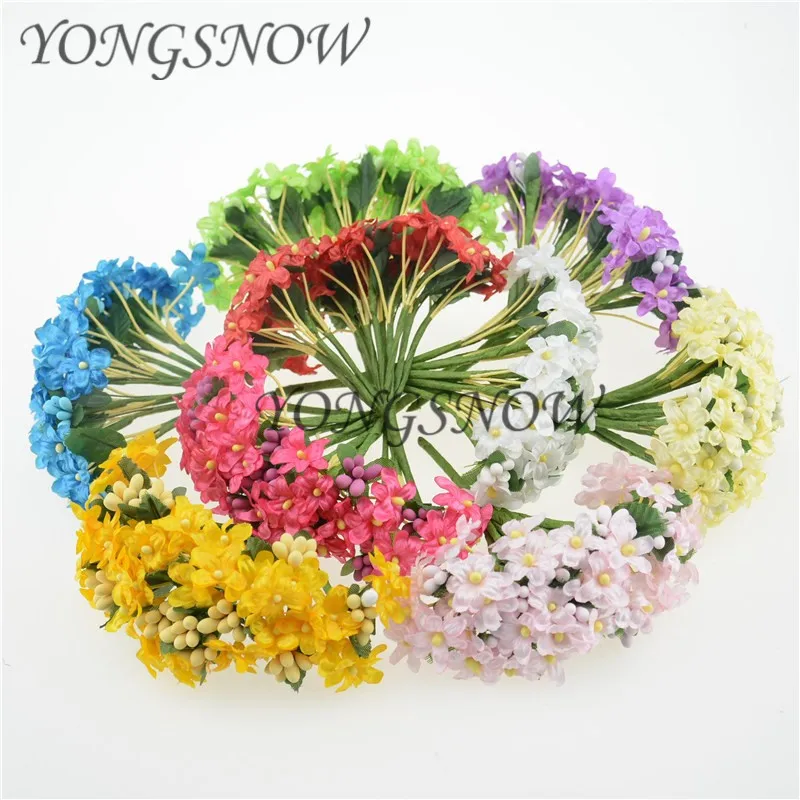 

12pcs Mini 2cm Simulation Flower Artificial Plum Stamen Berry Flower Wedding DIY Candy Box Decoration Scrapbooking Wreath