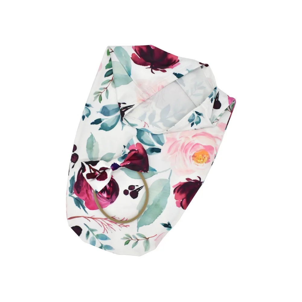 0-2 Months Baby Muslin Swaddle Blankets And Headband Set Cotton Soft Newborn Infant Swaddle Baby Sleeping Wrap Photography Prop (16)