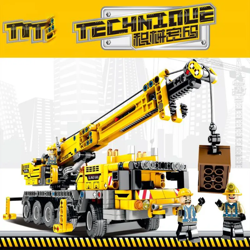 

665pcs Diy Building Blocks Technic Machine Crane Car Educational Model Compatible with Legoingly Toys for Children Kids Gift
