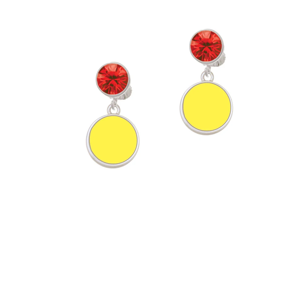Small Yellow Enamel Disc Crystal Clip On Earrings (4)