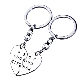 

skysuk New Arrival Key Chain Broken Heart Keyrings Silver Plated Best Bitches Friendship Keychain For Best Friend Keyring Gifts