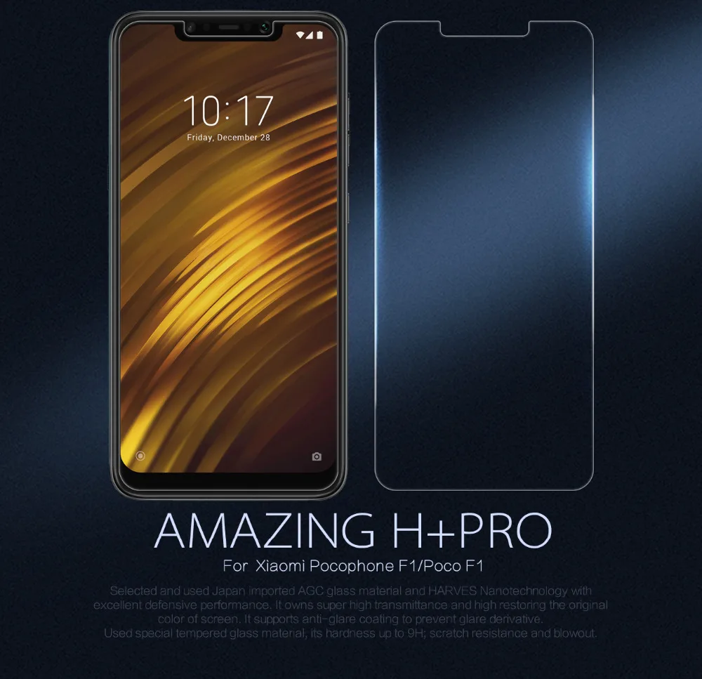 

Nillkin Tempered Glass Film for Xiaomi Pocophone F1/Poco F1 Amazing H+Pro H Nano Anti-Explosion 9H Protective Screen Protector