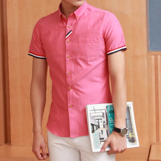 2017 Brand Summer Men's Short Sleeve Shirt Business Casual Dress Shirt Solid Office Work