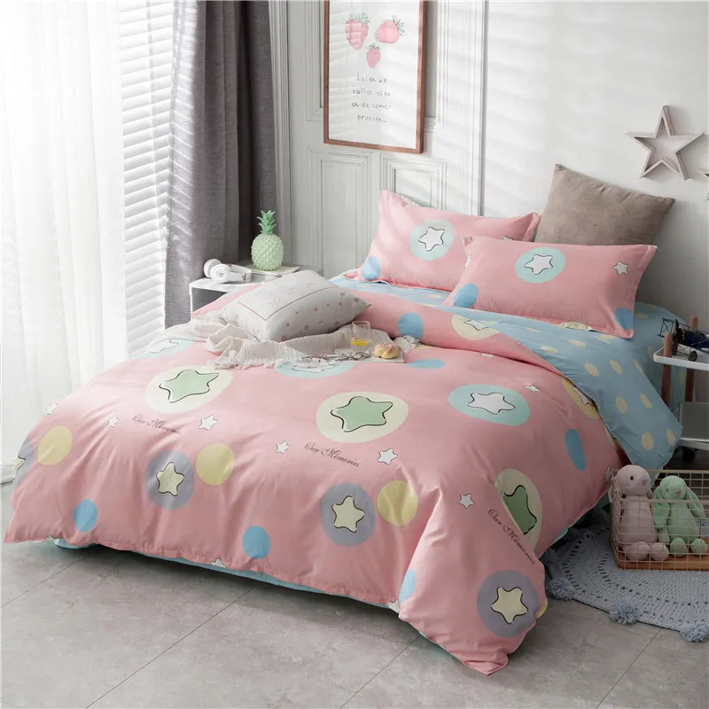 Pink Star 3 4pcs Bedding Sets Girls Cartoon Duvet Cover Bed Sheets