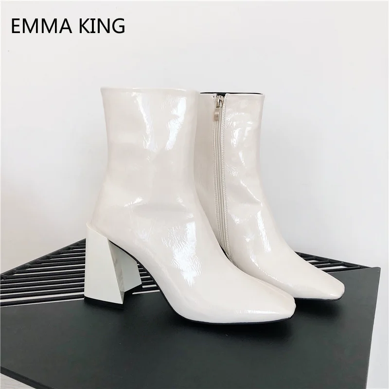 

Fashion Ankle Boots For Women Square Toe High-Heeled Shoes Woman Autumn Winter 2018 Thick Heels Ladies Martin Boots