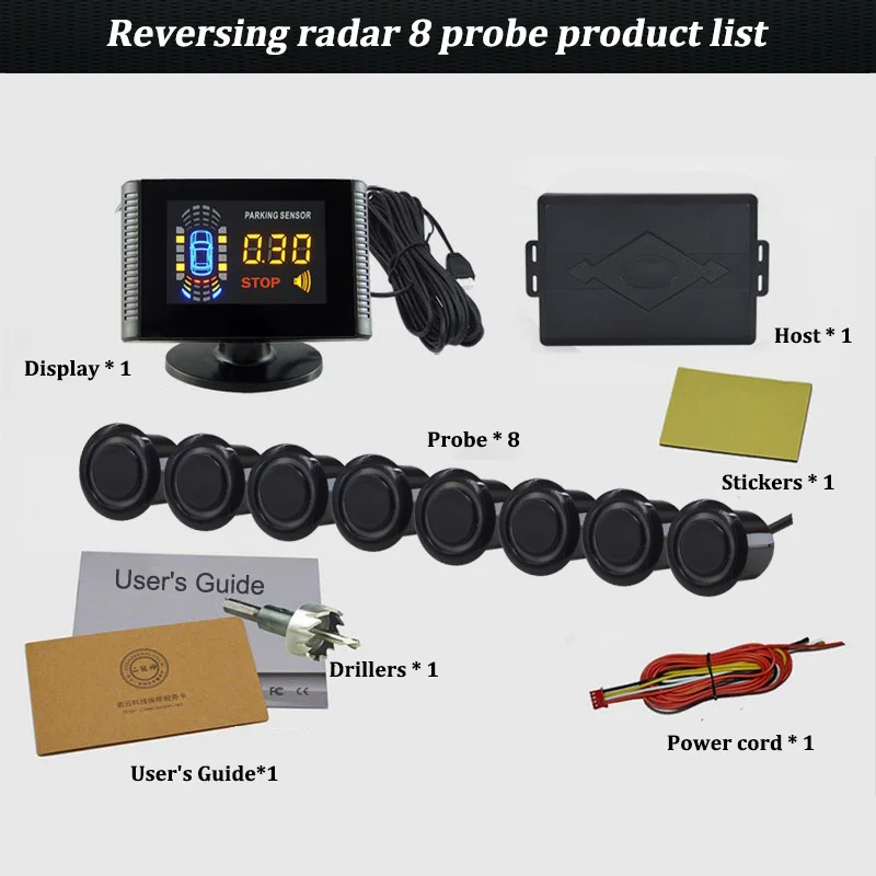 Car Parking Sensor 8 Sensors Auto Radar Detector Reversing Front Back Car Parking Radar Monitor System with LCD Display