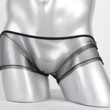 Сексуальное мужское нижнее белье, боксеры, шорты, ультра-тонкие прозрачные сетчатые трусы, мужские одноцветные трусы с низкой посадкой, u-образная выпуклая сумка, трусы Cueca L-XXL