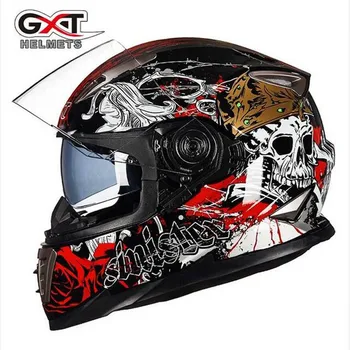 

2019 New Knight Protection GXT Double lens Motorcycle Helmet ABS Full Face Motorbike Helmet with PC lens visor size M L XL