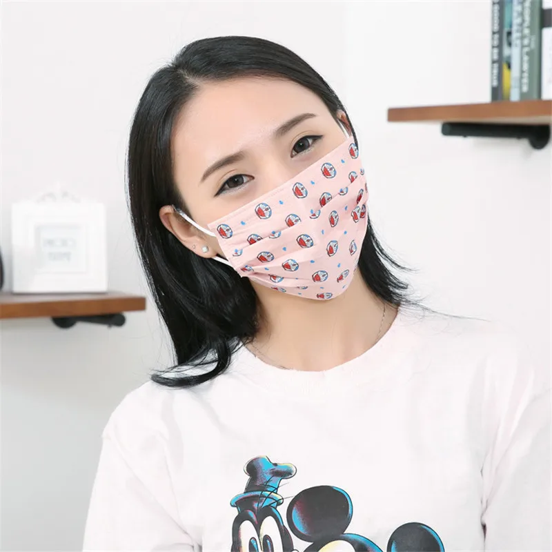 

50pcs/Pack Disposable mask sunscreen thin section printed non-woven dust masks winter adult men and women charcoal