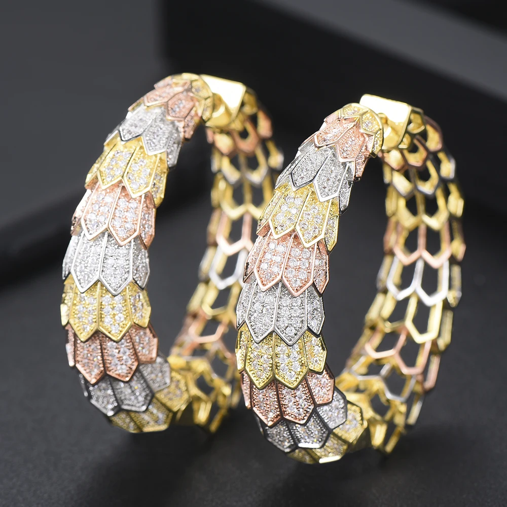 

Top Brand High Level Cubic Zirconia Women Statement Hoop Earring Wedding Party Bridal Fringed Jewelry Gift Lover Anniversary