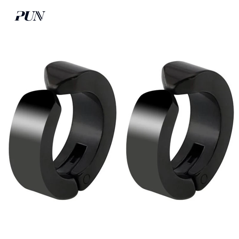 

PUN 2018 non pierced earrings for men stainless steel ear clip earrings black titanium earcuff earring clips cartilage punk