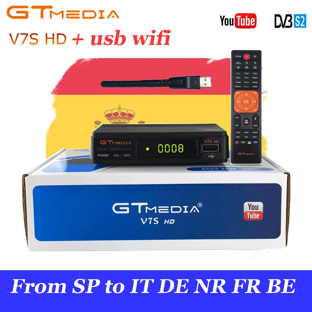 

GTmedia V7S HD Power by Freesat v7 Satellite Receiver Free cccam DVB-S/S2 with USB Wifi Support PowerVu,DRE & Biss key YouTube