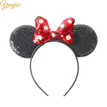 1pc orelhas de rato bandana clássica bolinhas lantejoulas arcos de cabelo hairband diy meninas acessórios de cabelo quente-venda festa mujer
