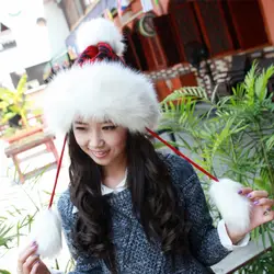 Шапка женская зимняя модная шапка lei feng сверхплотная теплая шапка принцессы вязаная пряжа шапка, защищающая уши