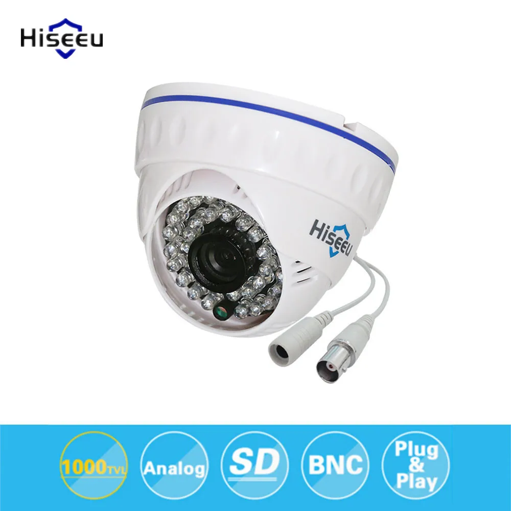 

Hiseeu CMOS 800TVL CCTV Camera Mini Dome Security Analog Camera indoor IR CUT Night Vision Plug Surveillance Camera 36 LEDS 35