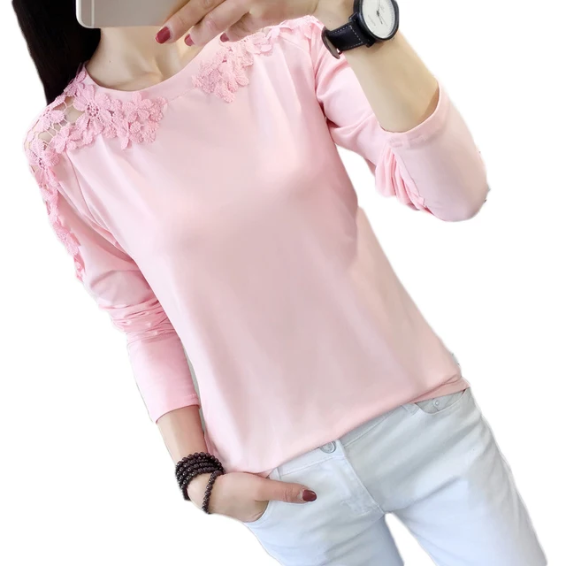 Pink lace blouses for women over 50
