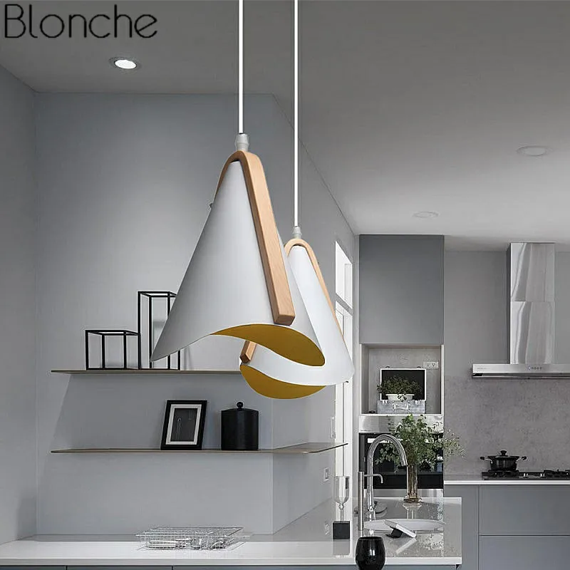 Nordic Pendant Lights Modern Art LED Hanging Lamp Metal Wood Fixtures for Living Room Kitchen Home Decor Loft Luminaire E27 | Освещение