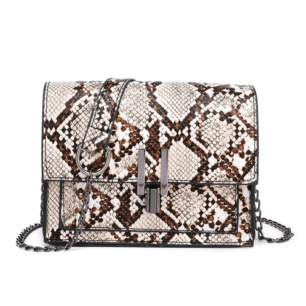 

Women Snake Print Shoulder Bag Famous Brand Flap Chain Shoulder Bags Luxury Small PU Leather Crossbody Bag #T20