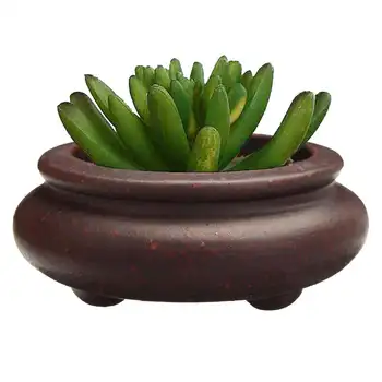

Ceramic Round Chinese Zisha Bonsai Pot 5.7x2.5cm Succulent Plant Pots Home Decr