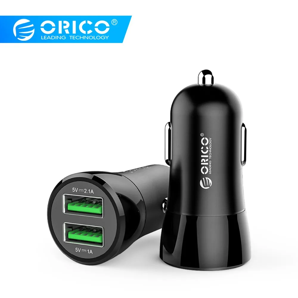 

ORICO Mini USB Car Charger for Mobile Phone Tablet 2.1A Fast Charger Dual Output 12W Max Phone Charger Adapter