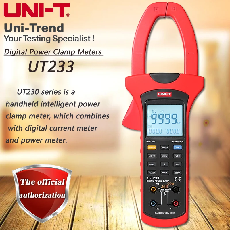 UNI T UT233 three phase digital clamp power meter, 1000A true RMS clamp