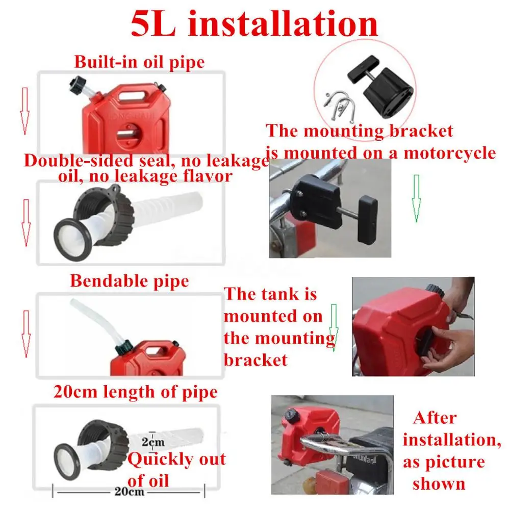 5 л пластмассовый топливный бак бензиновые баки крепление мотоцикл может газ может бензиновый масляный контейнер топливный-кувшины